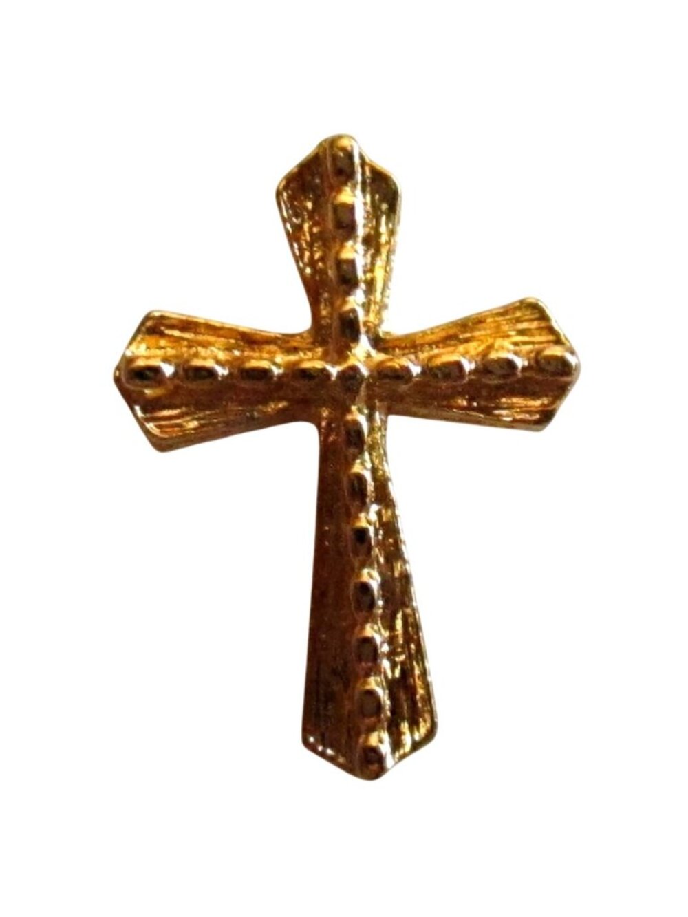 NEW NOS Crucifix Cross True Vtg 70s pin pinback NOS NWOT TINY Goldtone 6/8"